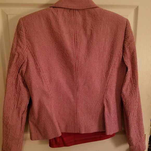 HARVE BERNARD PETITE RED SEERSUCKER JACKET - Picture 5 of 5